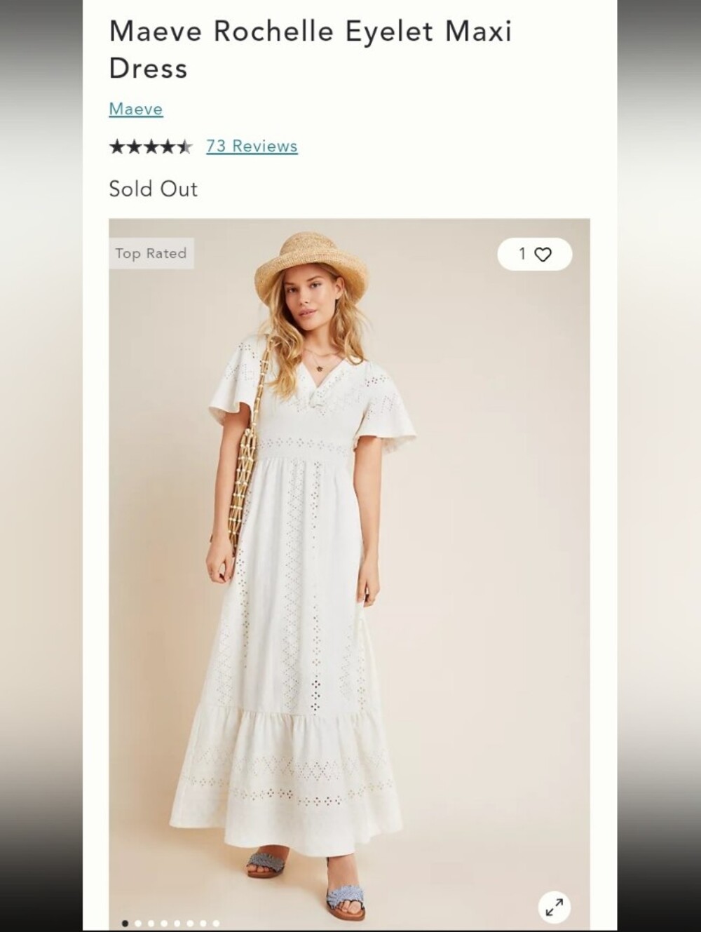 Maeve Rochelle Eyelet Maxi Dress, M